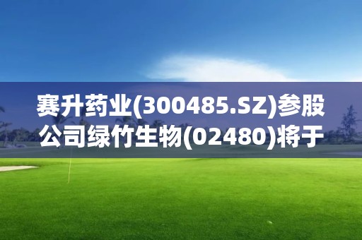 賽升藥業(yè)(300485.SZ)參股公司綠竹生物(02480)將于5月8日在港交所上市