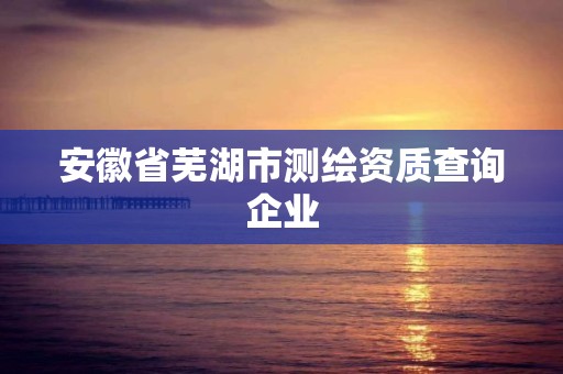 安徽省蕪湖市測繪資質查詢企業