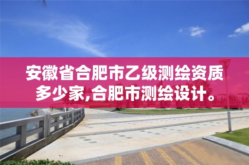 安徽省合肥市乙級測繪資質(zhì)多少家,合肥市測繪設(shè)計。