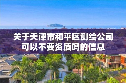 關于天津市和平區測繪公司可以不要資質嗎的信息