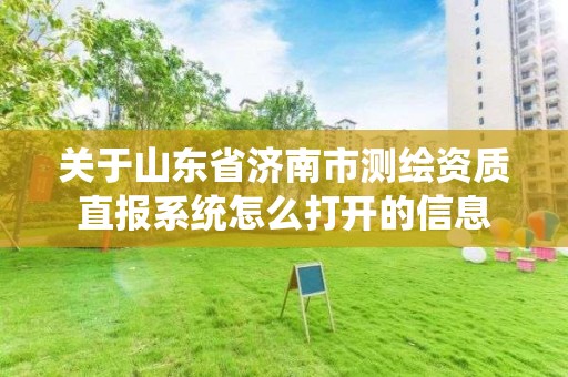 關于山東省濟南市測繪資質直報系統怎么打開的信息