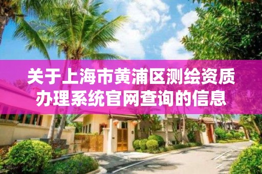 關于上海市黃浦區測繪資質辦理系統官網查詢的信息