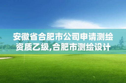 安徽省合肥市公司申請測繪資質乙級,合肥市測繪設計研究院屬于企業嗎?。