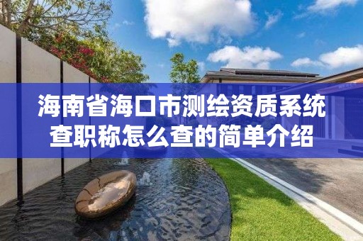 海南省海口市測繪資質系統查職稱怎么查的簡單介紹