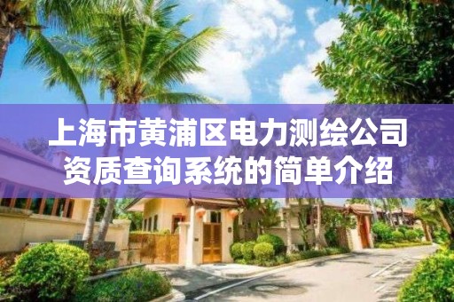 上海市黃浦區電力測繪公司資質查詢系統的簡單介紹