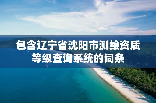 包含遼寧省沈陽市測繪資質等級查詢系統的詞條