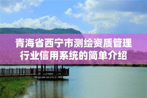 青海省西寧市測(cè)繪資質(zhì)管理行業(yè)信用系統(tǒng)的簡(jiǎn)單介紹