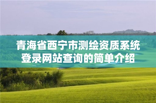 青海省西寧市測繪資質系統登錄網站查詢的簡單介紹