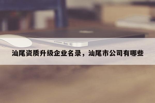 汕尾資質升級企業名錄，汕尾市公司有哪些